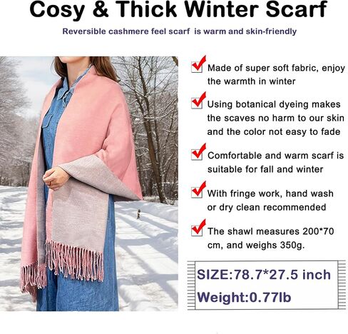 Winter Scarf for Women Pashmina Shawls and Wraps Ladies Cashmere Feel Reversible Scarves for Evening Wedding Dress in Kuwait