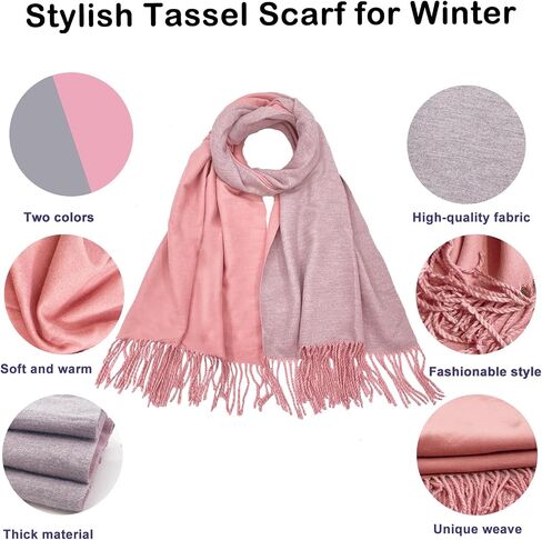 Winter Scarf for Women Pashmina Shawls and Wraps Ladies Cashmere Feel Reversible Scarves for Evening Wedding Dress in Kuwait