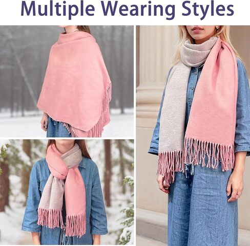 Winter Scarf for Women Pashmina Shawls and Wraps Ladies Cashmere Feel Reversible Scarves for Evening Wedding Dress in Kuwait