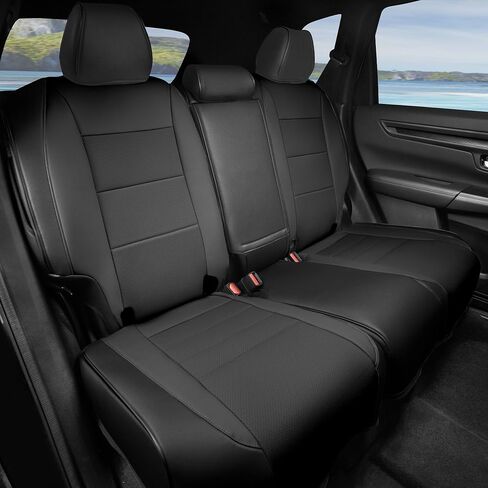 أغطية مقعد CRV لـ Honda CRV 2023 2024 2025 غطاء مقعد السيارة الجلدي مجموعة كاملة لشاحنات سيارات الدفع الرباعي ، وسادة مقعد السيارة المقاومة للماء ، جلد فو (أسود) in Kuwait