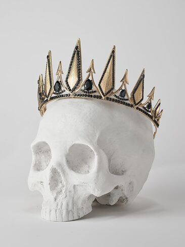 SWEETV Gothic Crowns for Women Black Tiara Queen Crown Witch Hair Accessories for Costume Halloween Prom Party, Gold in Kuwait