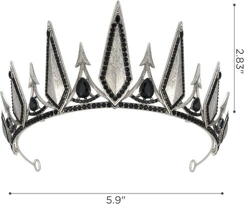 SWEETV Gothic Crowns for Women Black Tiara Queen Crown Witch Hair Accessories for Costume Halloween Prom Party, Gold in Kuwait