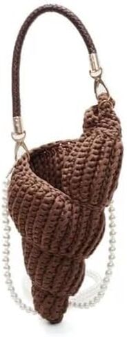 Handwoven Fashion Seashell Bag - Stylish & Unique Boho Clutch with Pearl Strap, Leather Handle & Premium Hardware in Saudi Arabia