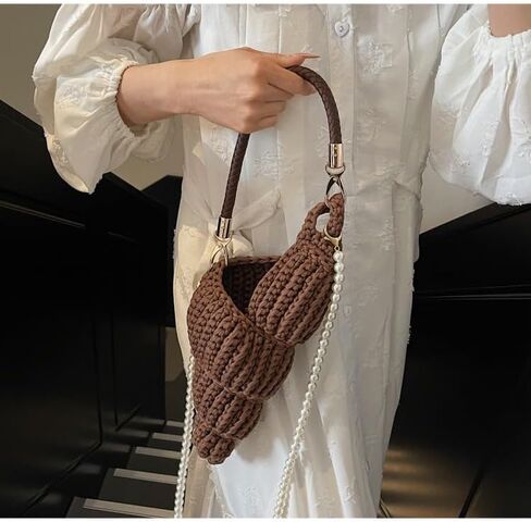 Handwoven Fashion Seashell Bag - Stylish & Unique Boho Clutch with Pearl Strap, Leather Handle & Premium Hardware in Saudi Arabia