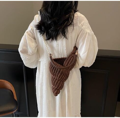 Handwoven Fashion Seashell Bag - Stylish & Unique Boho Clutch with Pearl Strap, Leather Handle & Premium Hardware in Saudi Arabia
