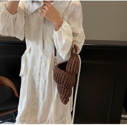 Handwoven Fashion Seashell Bag - Stylish & Unique Boho Clutch with Pearl Strap, Leather Handle & Premium Hardware in Saudi Arabia