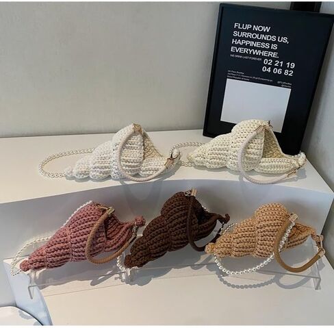 Handwoven Fashion Seashell Bag - Stylish & Unique Boho Clutch with Pearl Strap, Leather Handle & Premium Hardware in Saudi Arabia