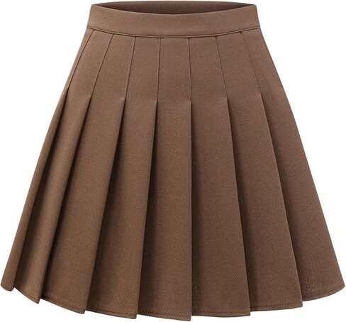 Shestellar Women Pleated Mini Skirt, High Waisted A-Line Skirt with Elastic Waist for Casual Wear in Kuwait