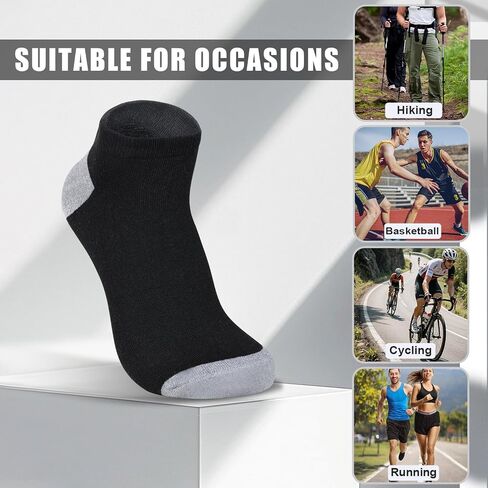 12 Pairs Men's Ankle Athletic Running Socks, Cushioned Wicking Anti-Blister Low Cut Sports Socks with Tab in Saudi Arabia
