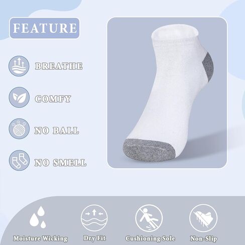12 Pairs Men's Ankle Athletic Running Socks, Cushioned Wicking Anti-Blister Low Cut Sports Socks with Tab in Saudi Arabia