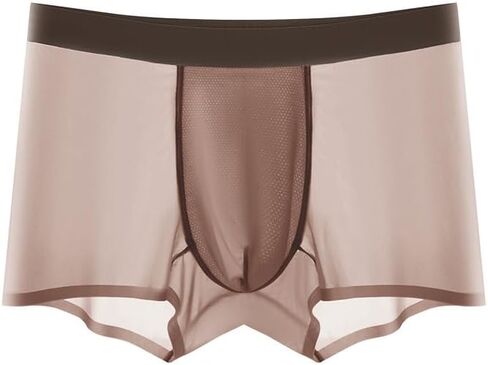 Men's Ice Silk Ultra-Thin Boxer Briefs Panties, Seamless Men Boxer Shorts U Bulge Underwear Breathable Underpants in Kuwait