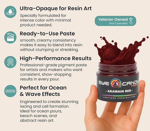 Eye Candy Resin Pigment Paste – Highly Pigmented Epoxy Color, 2 oz, Solid Non-Metallic, Mixable for Custom Shades (Rubi Red) in Kuwait