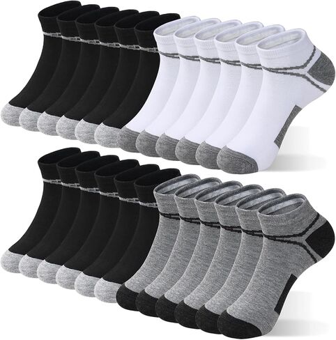 12 Pairs Men's Ankle Athletic Running Socks, Cushioned Wicking Anti-Blister Low Cut Sports Socks with Tab in Saudi Arabia
