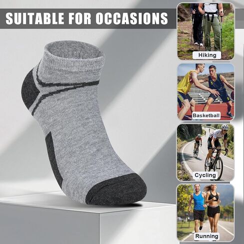 12 Pairs Men's Ankle Athletic Running Socks, Cushioned Wicking Anti-Blister Low Cut Sports Socks with Tab in Saudi Arabia