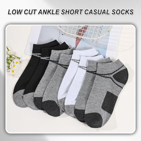 12 Pairs Men's Ankle Athletic Running Socks, Cushioned Wicking Anti-Blister Low Cut Sports Socks with Tab in Saudi Arabia