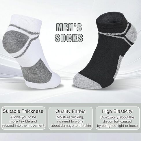 12 Pairs Men's Ankle Athletic Running Socks, Cushioned Wicking Anti-Blister Low Cut Sports Socks with Tab in Saudi Arabia