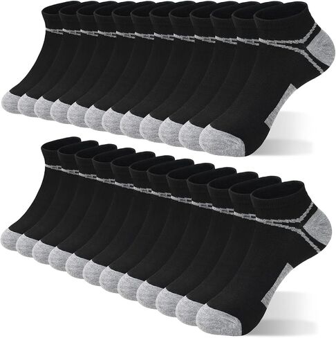12 Pairs Men's Ankle Athletic Running Socks, Cushioned Wicking Anti-Blister Low Cut Sports Socks with Tab in Saudi Arabia