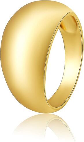 ASCOMY Chunky Croissant Dome Rings for Women 14K Gold Plated Thick Twisted Rope Signet Love Heart Braided Statement Rings Dainty Vintage Dome Croissant Stacking Ring for Everyday Jewelry Gifts in Kuwait