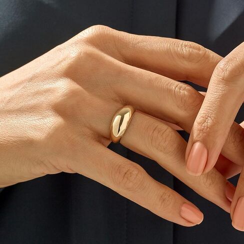 ASCOMY Chunky Croissant Dome Rings for Women 14K Gold Plated Thick Twisted Rope Signet Love Heart Braided Statement Rings Dainty Vintage Dome Croissant Stacking Ring for Everyday Jewelry Gifts in Kuwait