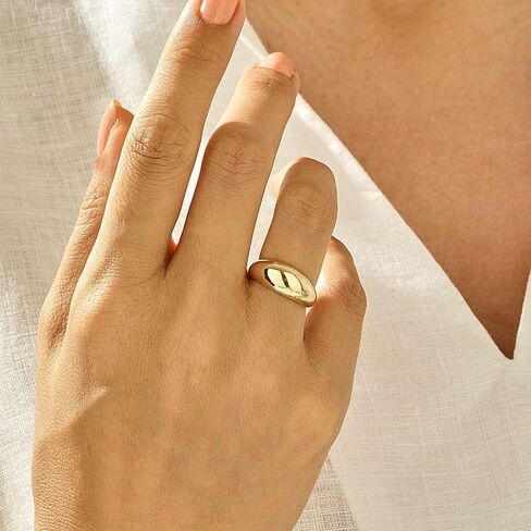 ASCOMY Chunky Croissant Dome Rings for Women 14K Gold Plated Thick Twisted Rope Signet Love Heart Braided Statement Rings Dainty Vintage Dome Croissant Stacking Ring for Everyday Jewelry Gifts in Kuwait