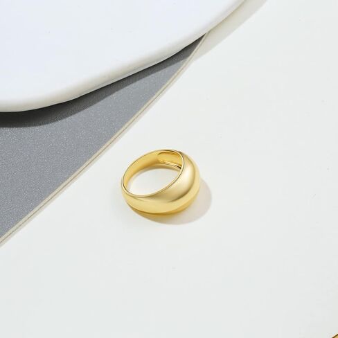 ASCOMY Chunky Croissant Dome Rings for Women 14K Gold Plated Thick Twisted Rope Signet Love Heart Braided Statement Rings Dainty Vintage Dome Croissant Stacking Ring for Everyday Jewelry Gifts in Kuwait
