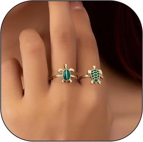 Vivian&CD Gold/Silver Seashell & Starfish Ring Set for Women, Adjustable Beach Stackable Shell Rings Dainty Summer Surfer Jewelry Set Non-Tarnish Waterproof Mermaid Surf Style Gift in Kuwait