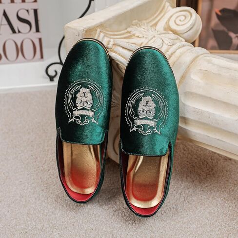 LCQL Men's Slip-On Embroidery Penny Loafers Flat Boat Shoes for Driving Walking Wedding Outdoor Indoor Size 7-14 in Kuwait
