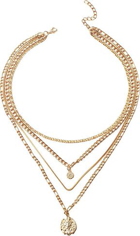 Layered Chain Necklace for Women，Pendant Stackable Jewelry,for Wedding, Party, Everyday Gifts in Saudi Arabia