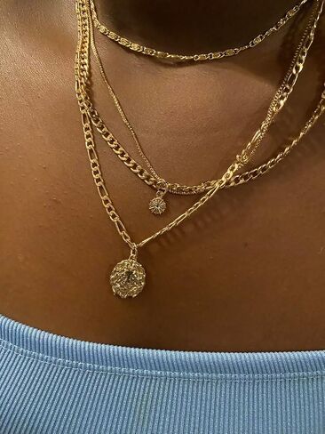 Layered Chain Necklace for Women，Pendant Stackable Jewelry,for Wedding, Party, Everyday Gifts in Saudi Arabia