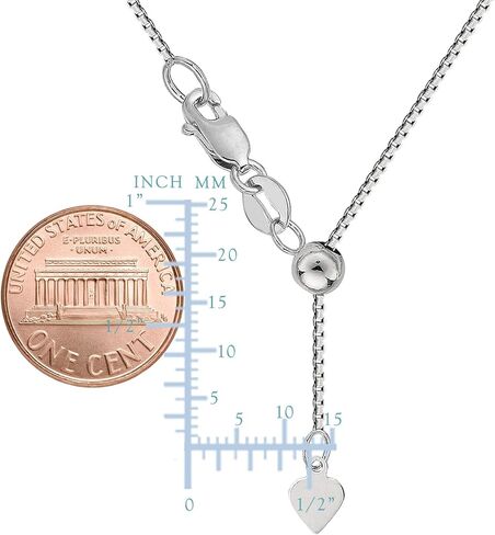 10k White Real Gold Adjustable Box Link Chain Necklace, 0.7mm, 22" in Saudi Arabia