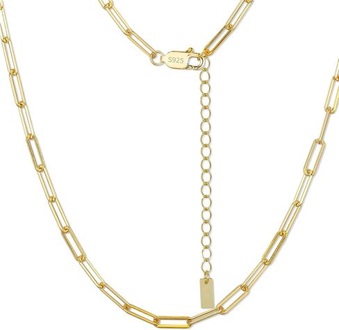 Gold Paperclip Necklace for Women, 1.8/2.2/3.0/4.5mm Wide S925 Sterling Silver Paperclip Chain, Adjustable Gold Necklace Chain for Men in Saudi Arabia