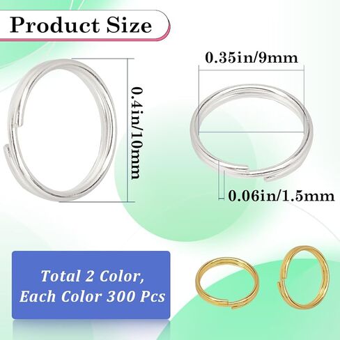 1 Box 600Pcs 6mm Double Loop Split Ring Jump Rings Bulk Gold Silver Small Metal Round Brass Key Chain Rings Connectors for Jewelry Making Supplies DIY Necklace Bracelet Earrings Keychain in Saudi Arabia