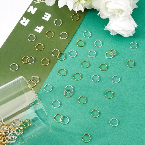 1 Box 600Pcs 6mm Double Loop Split Ring Jump Rings Bulk Gold Silver Small Metal Round Brass Key Chain Rings Connectors for Jewelry Making Supplies DIY Necklace Bracelet Earrings Keychain in Saudi Arabia