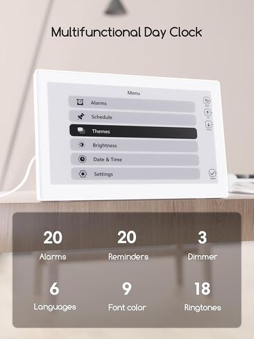 ساعة تاريخ Raynic ، ساعة تقويمية رقمية مع 12 موضوعًا ، 20 من الإنذار ، 20 تذكيرًا ، تعتيم شبه آلي ، 12/24 ساعة ، ديست تلقائي لسطح المكتب ، المكتب ، الطلاب (الأسود ، 7 بوصات) in Kuwait