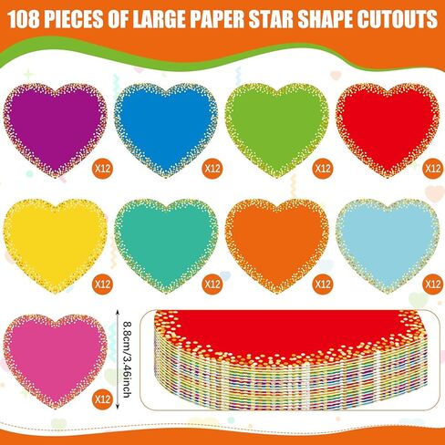 Seajan 108 Pcs Confetti Star Cutouts for Classroom 3.5 Inch Bulletin Board Chalkboard Paper Star Cutouts Decor Assorted Colors Star Accent for DIY Kids Craft School Projects Rustic Party Supplies in Saudi Arabia