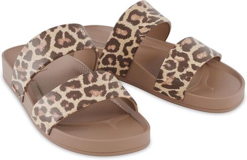 Lightfeet Arch Support Double Strap Slide Leopard Print in Kuwait
