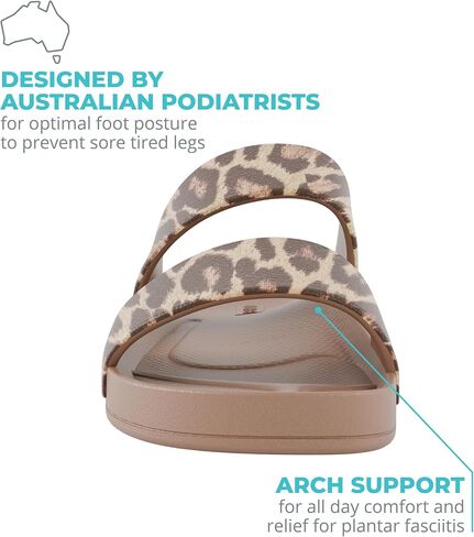Lightfeet Arch Support Double Strap Slide Leopard Print in Kuwait