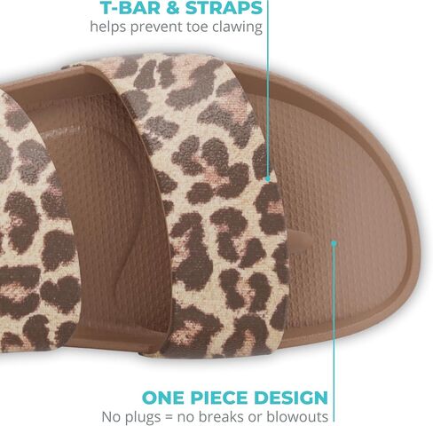 Lightfeet Arch Support Double Strap Slide Leopard Print in Kuwait