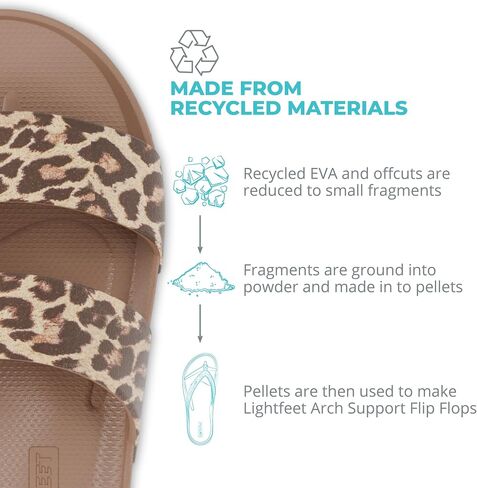 Lightfeet Arch Support Double Strap Slide Leopard Print in Kuwait