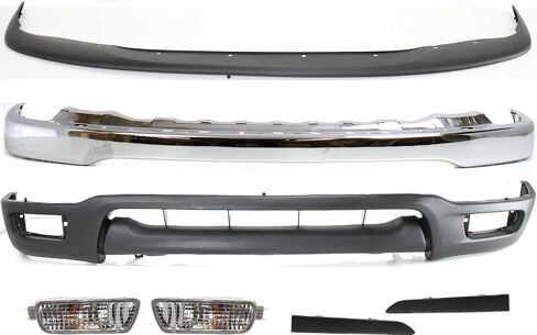 طقم المصد من Garage-Pro لـ Toyota Tacoma 2001-2004 Front 4WD RWD Chrome Steel يستبدل # 52101AD030 TO1002174 52119AD010 TO1087112 5251335060 TO1088108 52512350505089108 8152004080 TO2530140 in Saudi Arabia