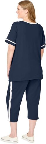 Woman Within Plus Size Contrast Stripe Capri Set in Saudi Arabia
