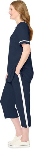 Woman Within Plus Size Contrast Stripe Capri Set in Saudi Arabia
