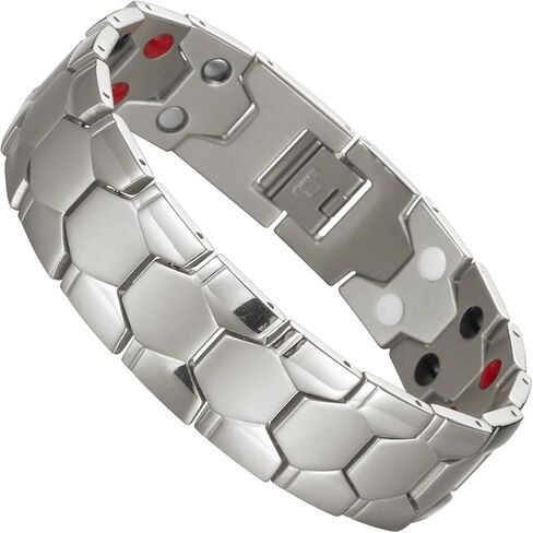 Magnetic Therapy Bracelet for Men, 18mm Stainless Steel Magnetic Bracelets with Double Row Ultra Strength Magnets, Adjustable size Magnetic Therapy Jewelry Gifts for Men in Kuwait