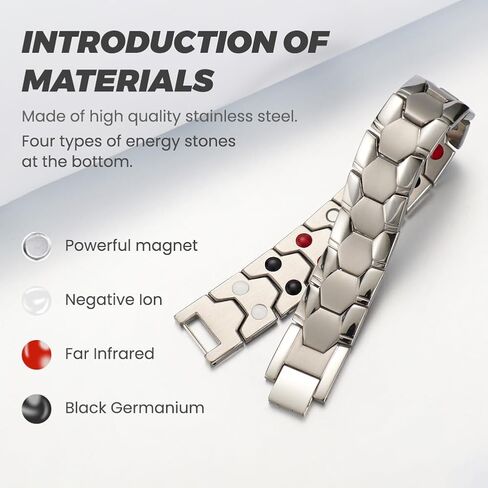 Magnetic Therapy Bracelet for Men, 18mm Stainless Steel Magnetic Bracelets with Double Row Ultra Strength Magnets, Adjustable size Magnetic Therapy Jewelry Gifts for Men in Kuwait