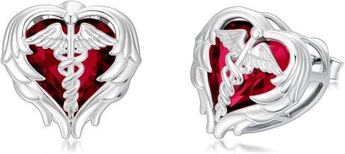 Caduceus Nurse Earrings 925 Sterling Silver Nurse Angel Wing Heart Earrings Nursing Graduation Jewelry Gifts for Women Doctor Medical Student in Kuwait