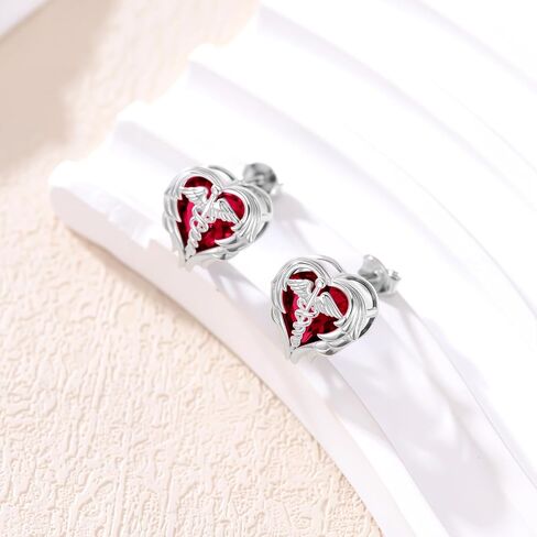Caduceus Nurse Earrings 925 Sterling Silver Nurse Angel Wing Heart Earrings Nursing Graduation Jewelry Gifts for Women Doctor Medical Student in Kuwait