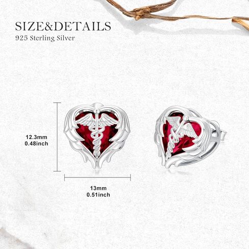 Caduceus Nurse Earrings 925 Sterling Silver Nurse Angel Wing Heart Earrings Nursing Graduation Jewelry Gifts for Women Doctor Medical Student in Kuwait
