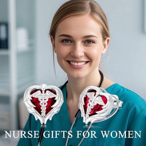 Caduceus Nurse Earrings 925 Sterling Silver Nurse Angel Wing Heart Earrings Nursing Graduation Jewelry Gifts for Women Doctor Medical Student in Kuwait