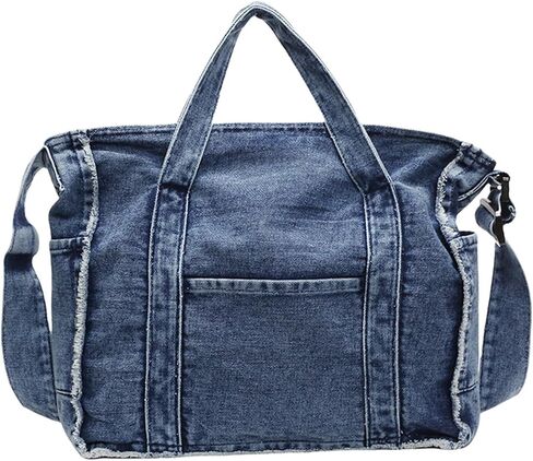 Denim Tote Bags for Women Jean Purse Casual Denim Handbag Large Capacity Crossbody Shoulder Bag in Kuwait