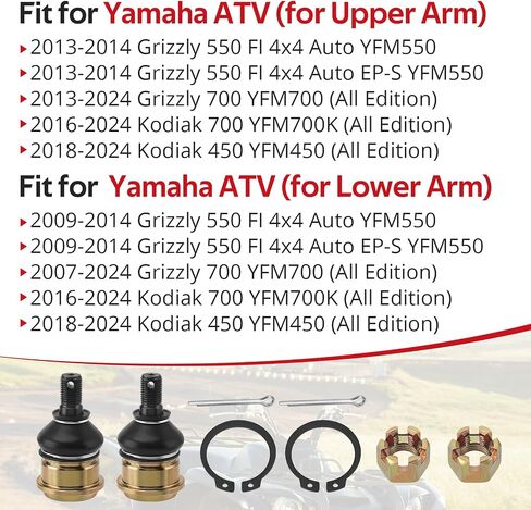 JAVIK 2 PCS Front Upper or Lower A-Arm Ball Joints Compatible with Yamaha 2007-2024 Grizzly 550 700 Kodiak 700 450 OEM# 3B4-23579-01-00 3B4-23579-00-00 in Saudi Arabia
